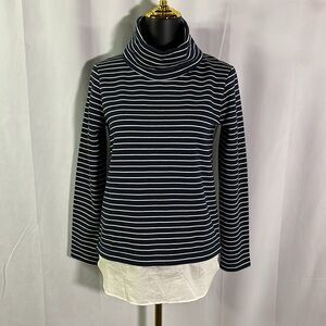 NWT J. Crew Factory Navy & White Striped Turtleneck Twofer Sweater